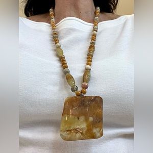 Vintage Natural Quartz Pendant Necklace